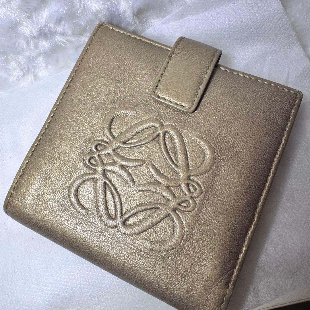 LOEWE ロエベ 二つ折り ゴールド ナッパレザー アナグラム　財布