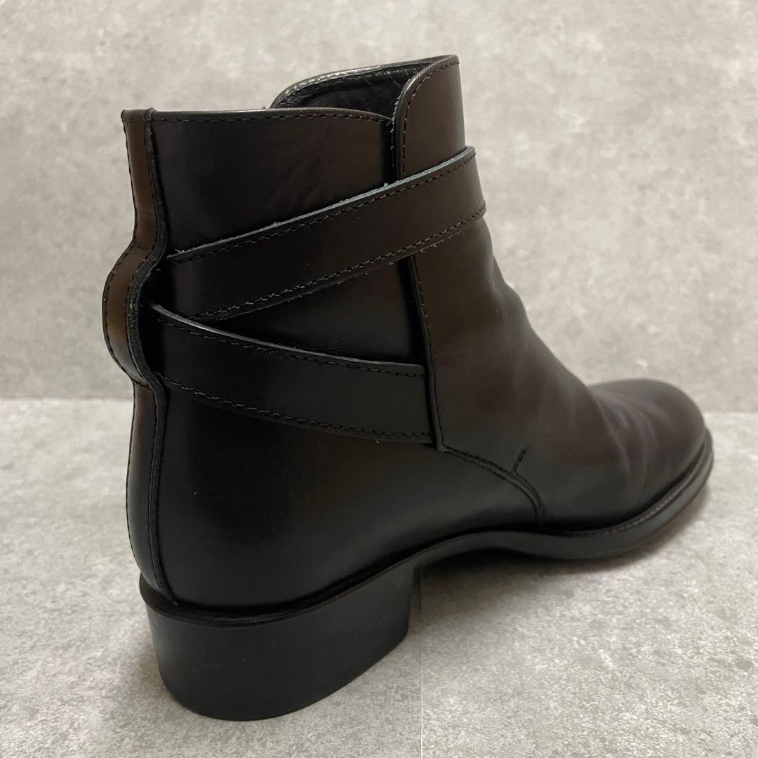【美品】TOD'S トッズ ショートブーツ バックル レザー ブラック 35