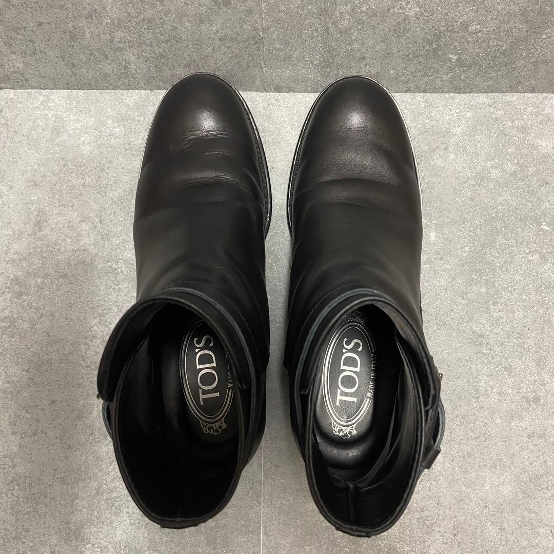 【美品】TOD'S トッズ ショートブーツ バックル レザー ブラック 35