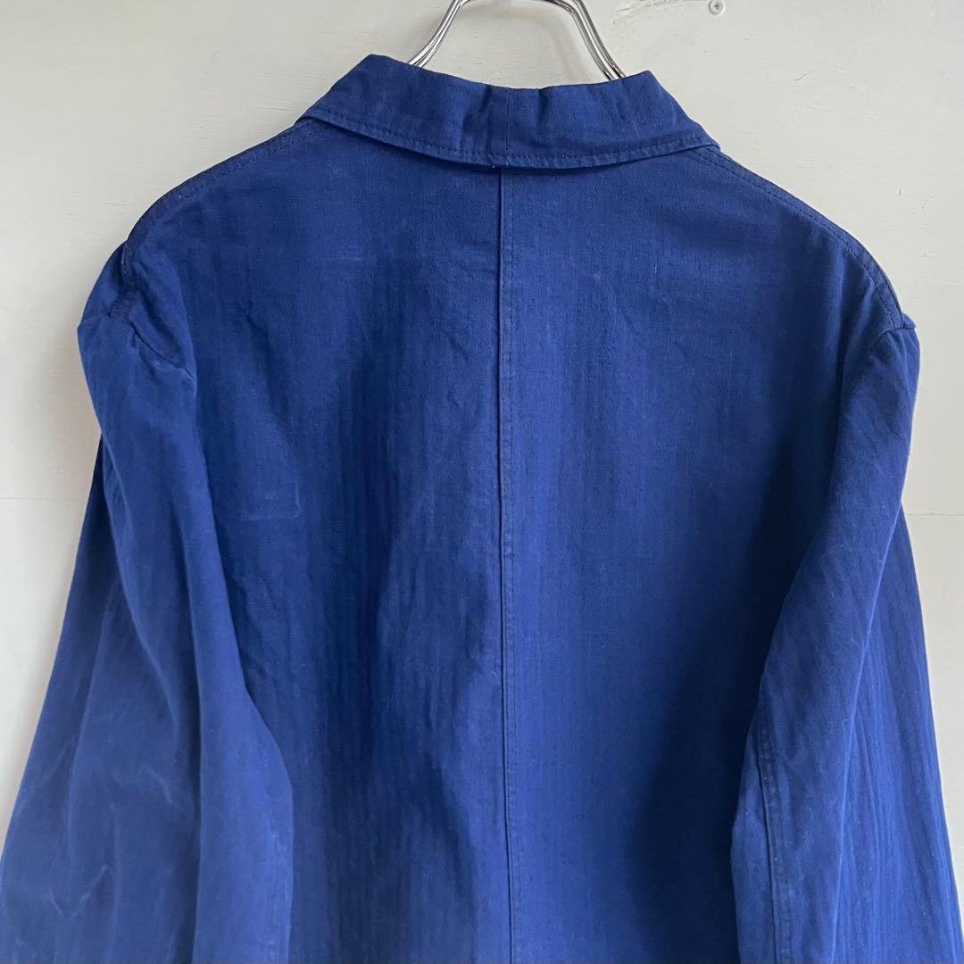 60s ドイツ製 ヘリンボーンジャケット カバーオール ヴィンテージ ユーロ 青