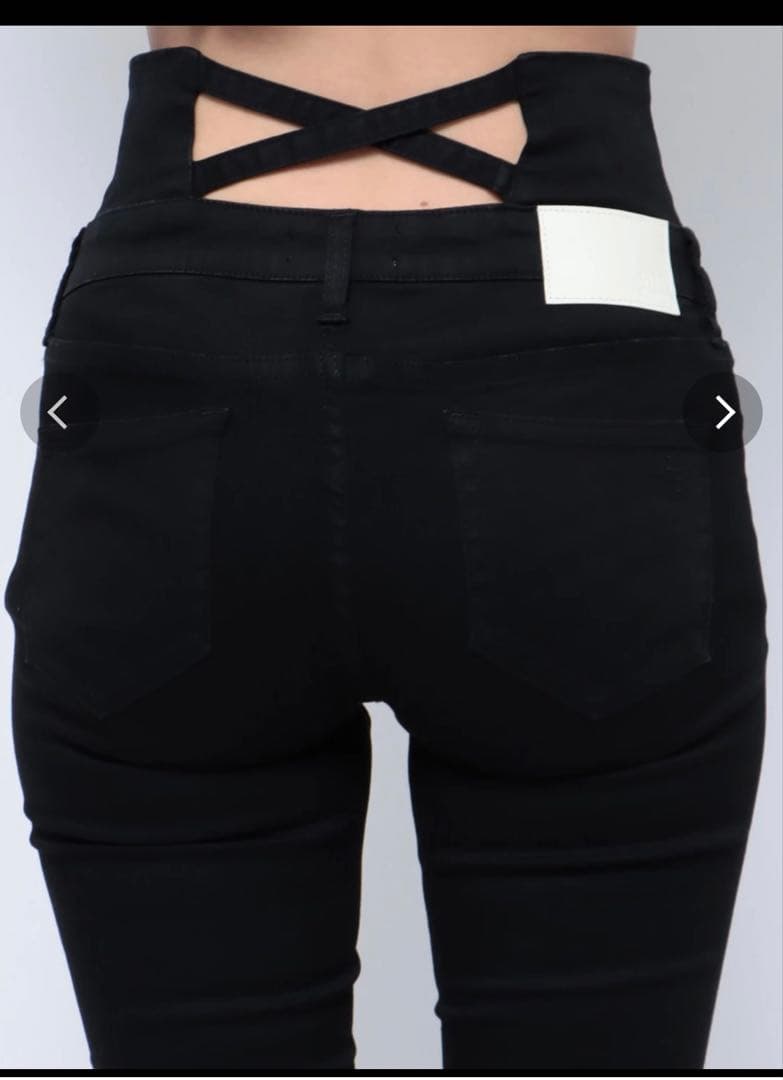 ジェイダ　ハイウエストBACKクロスフレアパンツ　インディゴ　M