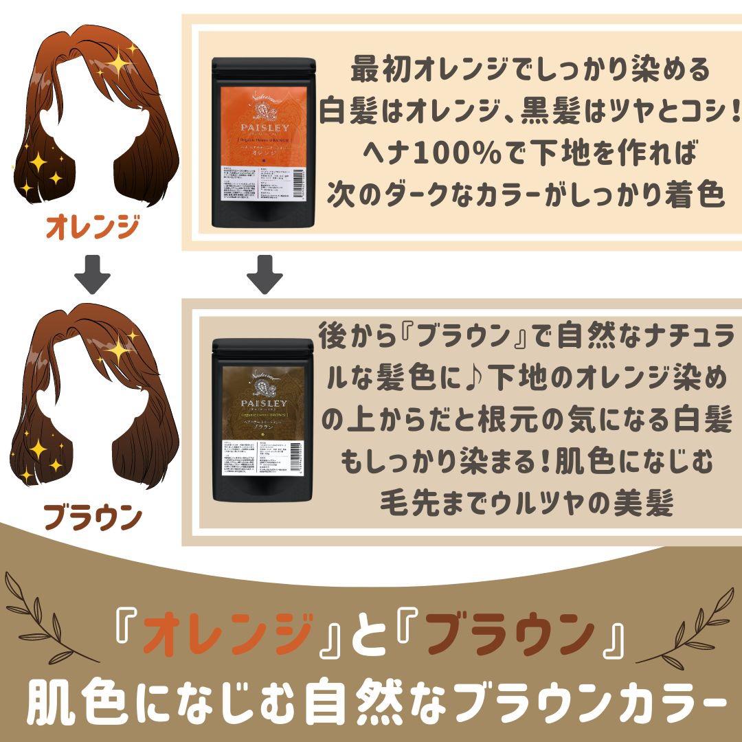 きらり品【最高AAAランク高品質ヘナ】ペイズリーオレンジ＆ブラウンセット