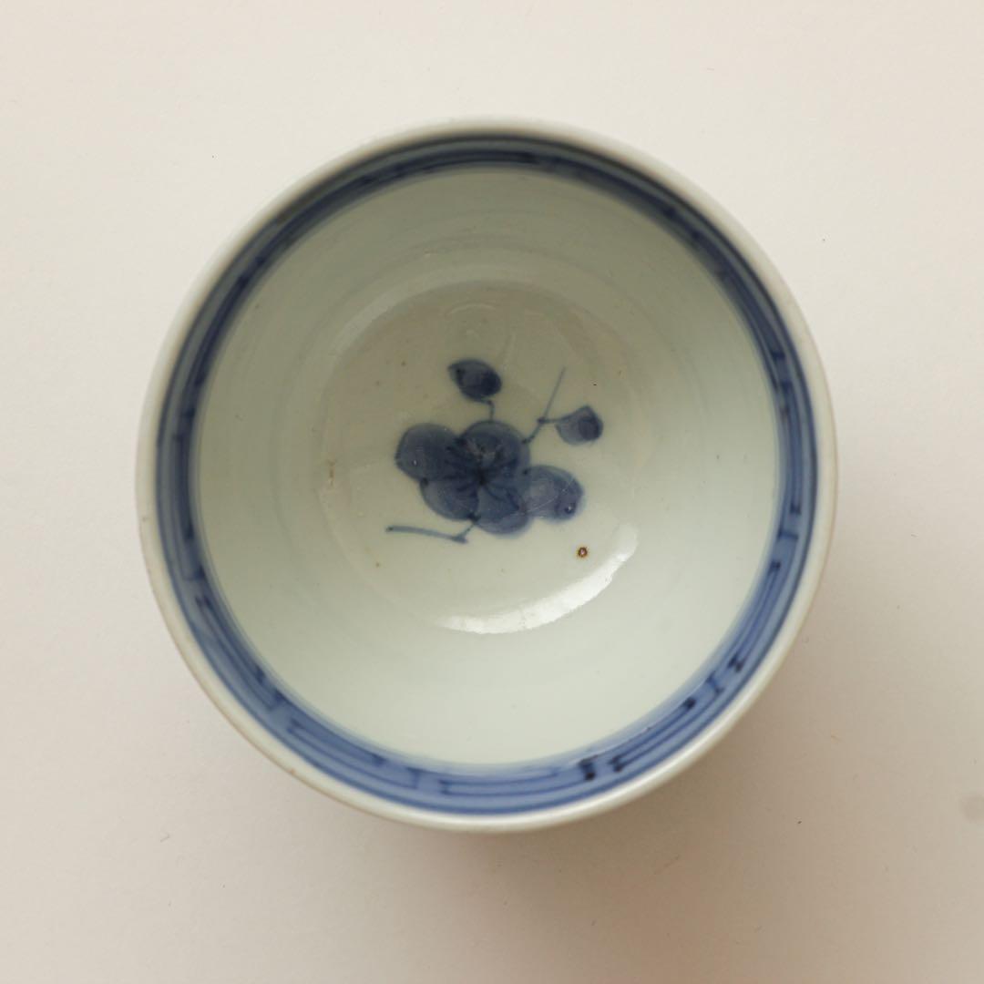 古伊万里　伊万里　江戸　後期　幕末　梅　向付　茶器　煎茶碗　染付　3客セット
