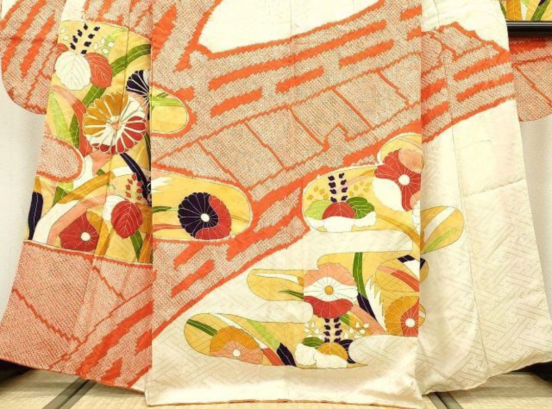 とどたん　豪華振袖 駒刺繍 絞り 渡橋霞花文 絹 逸品 成人式 パーティー