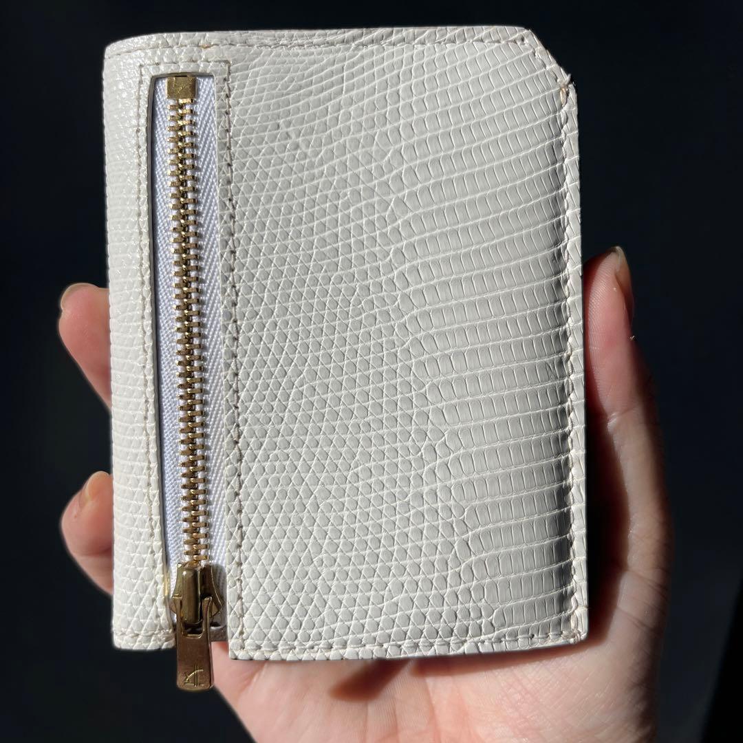 【限定品】ラルコバレーノクロコスマートミニウォレットWHITE*BROWN