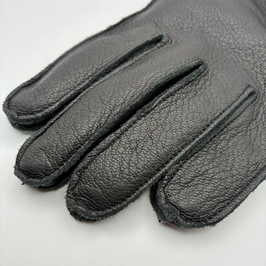 【美品】Barbour ラムレザー手袋 グローブ 羊革 ブラック ファー