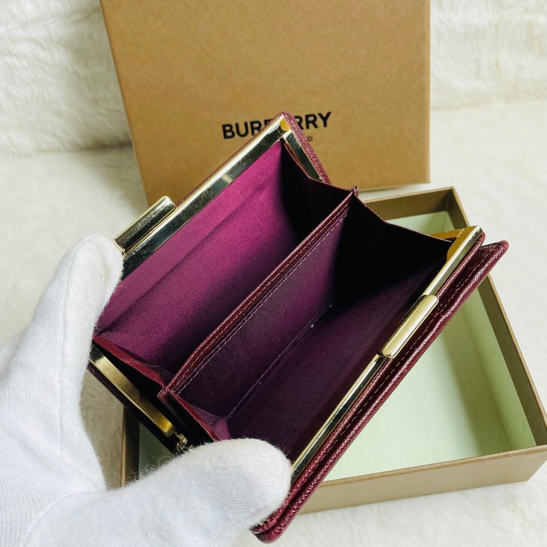 未使用級　希少　 BURBERRY がま口　財布　ボルドー　おしゃれ　セレブ