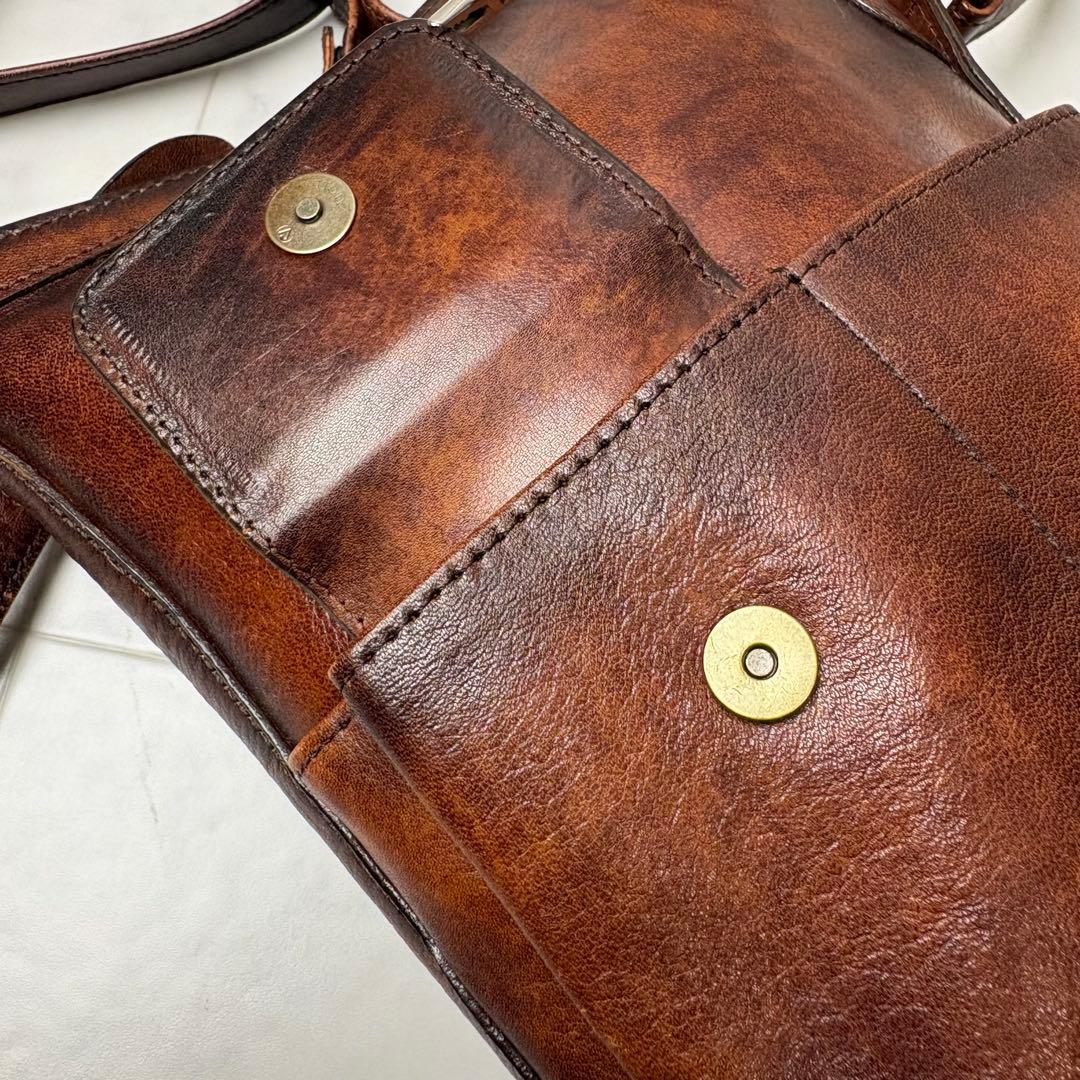 青木鞄 lugard ラガード 本革 レザー ショルダーバッグ　ブラウン