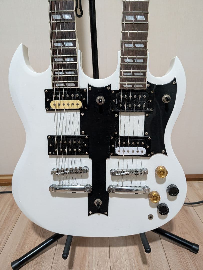 Non Gibson ダブルネックギター ホワイト