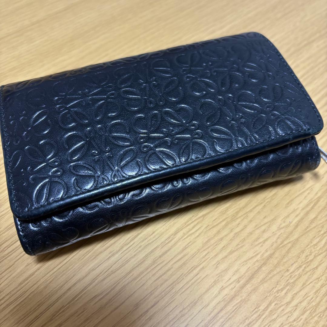 ロエベ リピート アナグラム 二つ折り財布 ブラック