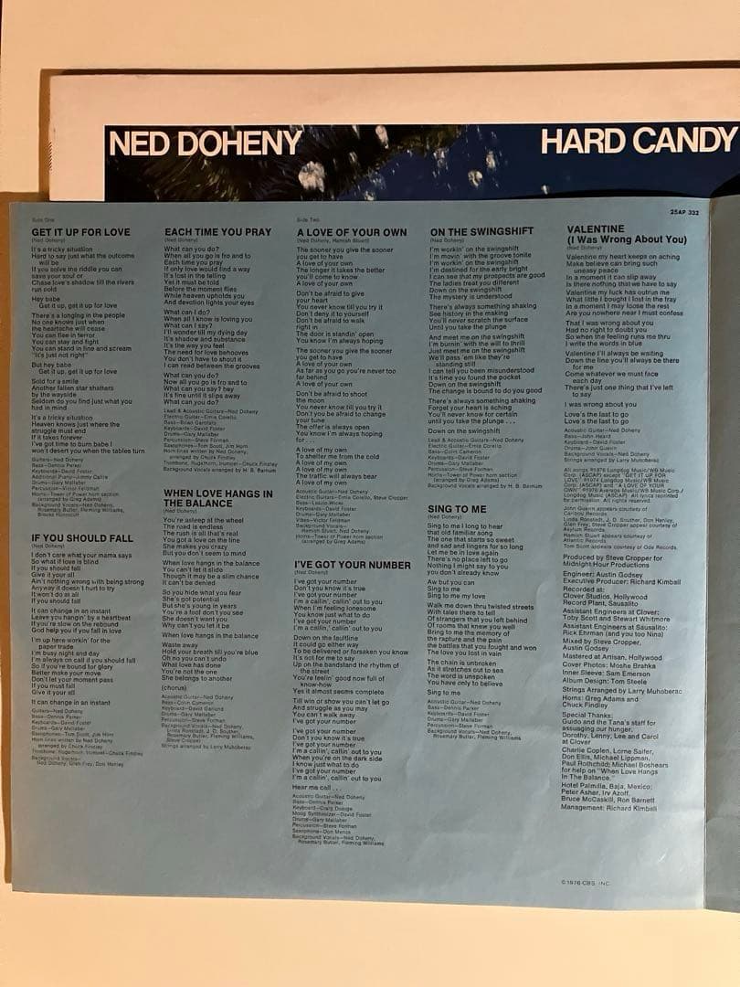 国内初版 NED DOHENY/HARD CANDY レコード25AP 332