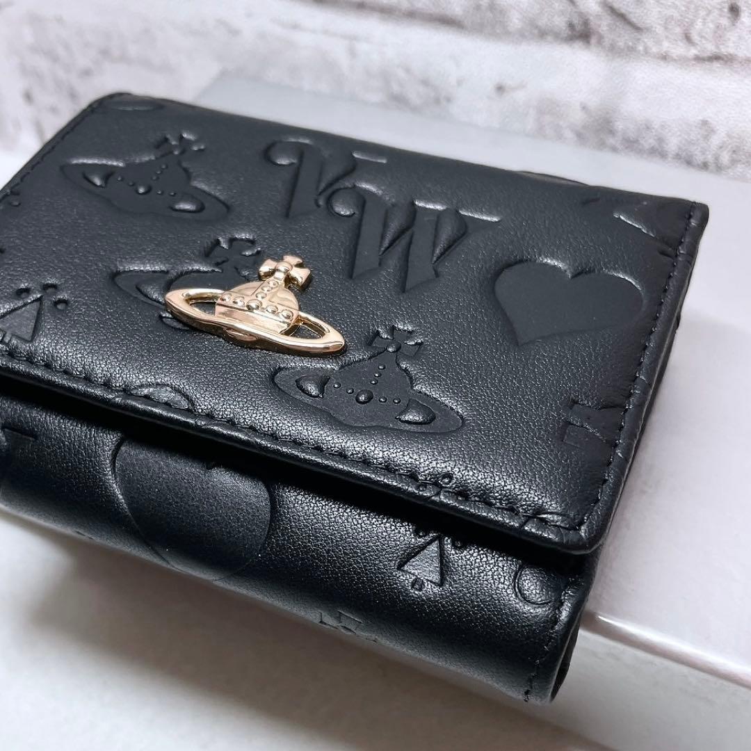 【ショッパー付き】Vivienne Westwood 三つ折財布ブラック　マット