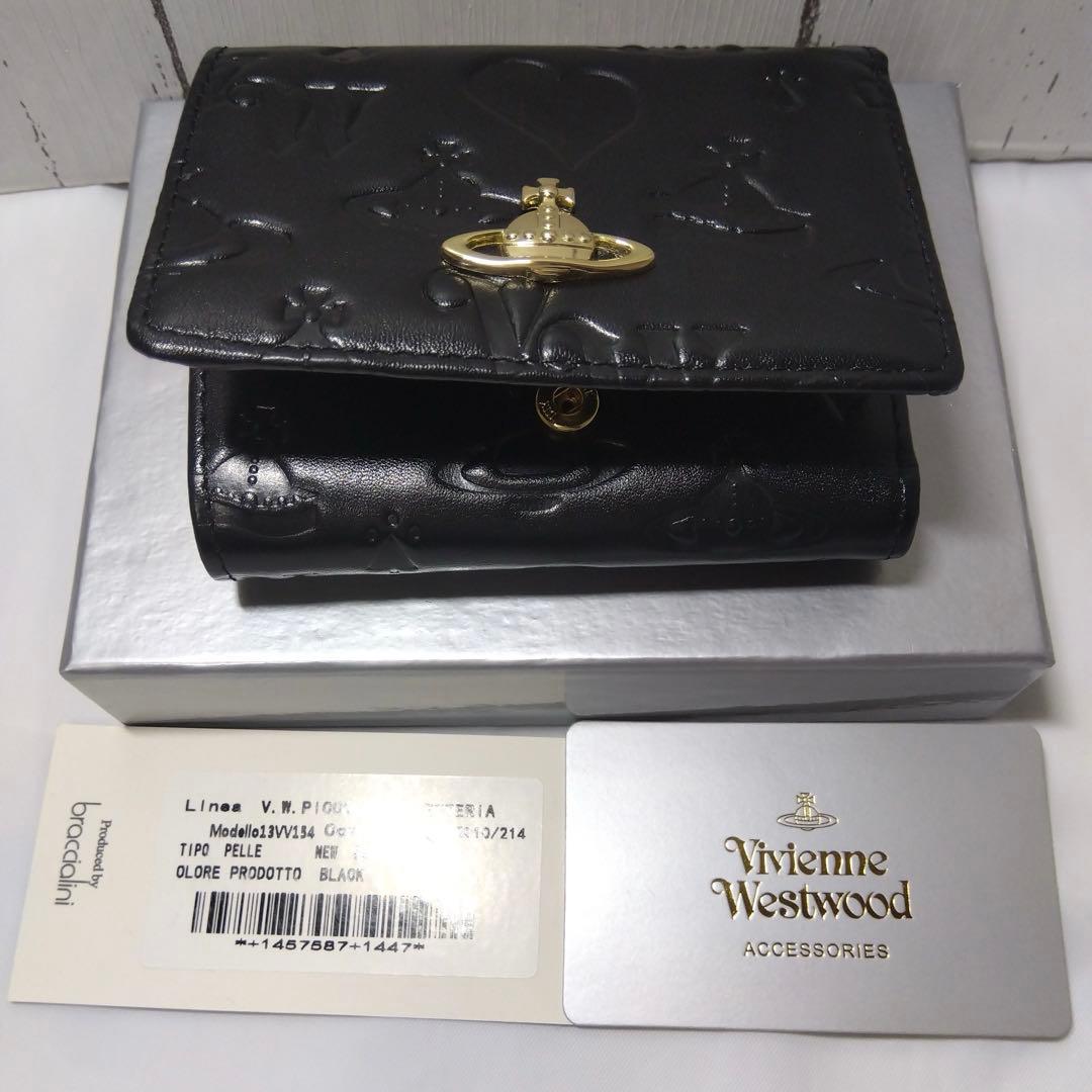【ショッパー付き】Vivienne Westwood 三つ折財布ブラック　マット