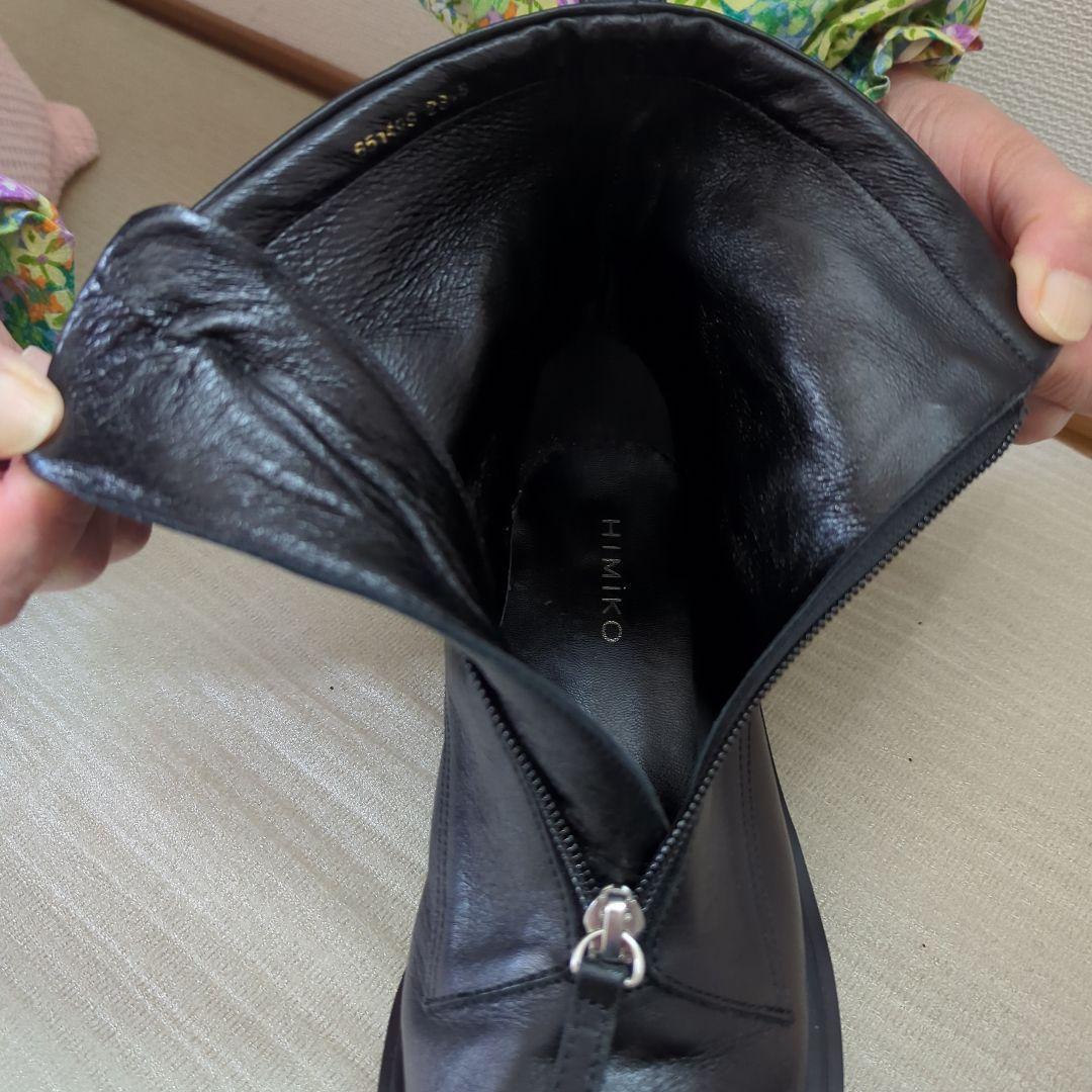 卑弥呼　レザー黒ブーツ　ジッパー付き　レディース