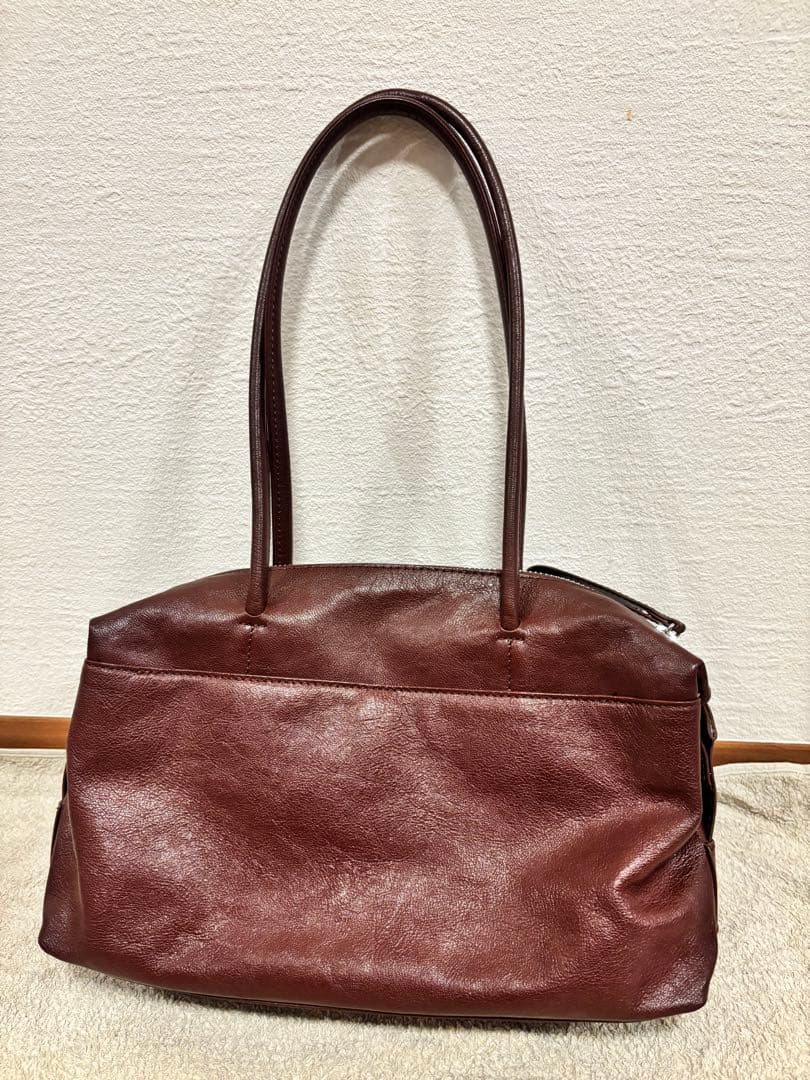 ear PAPILLONNER 本革ロングハンドルボストンバッグ ボルドー