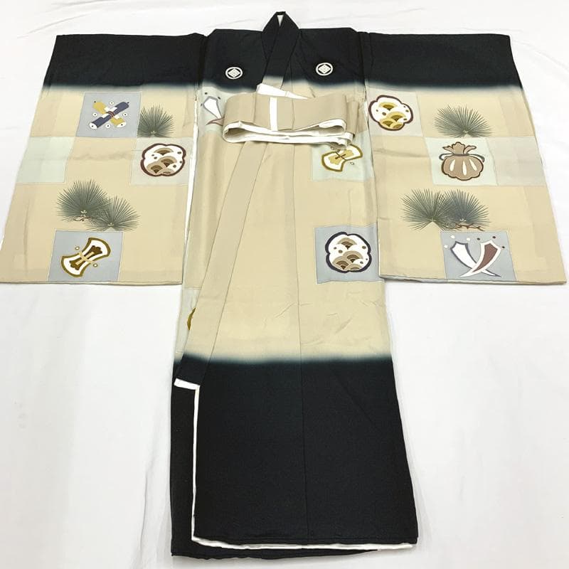 412ay14□お宮参り 男児 祝い着 着物 産着 掛け着 長襦袢付□美品