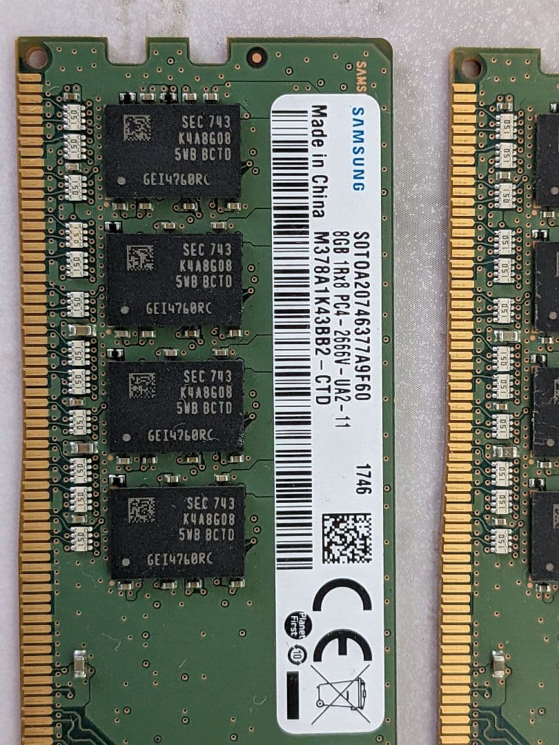 メモリー Samsung 1Rx8 8GB PC4 M378A1K43BB2-CTD