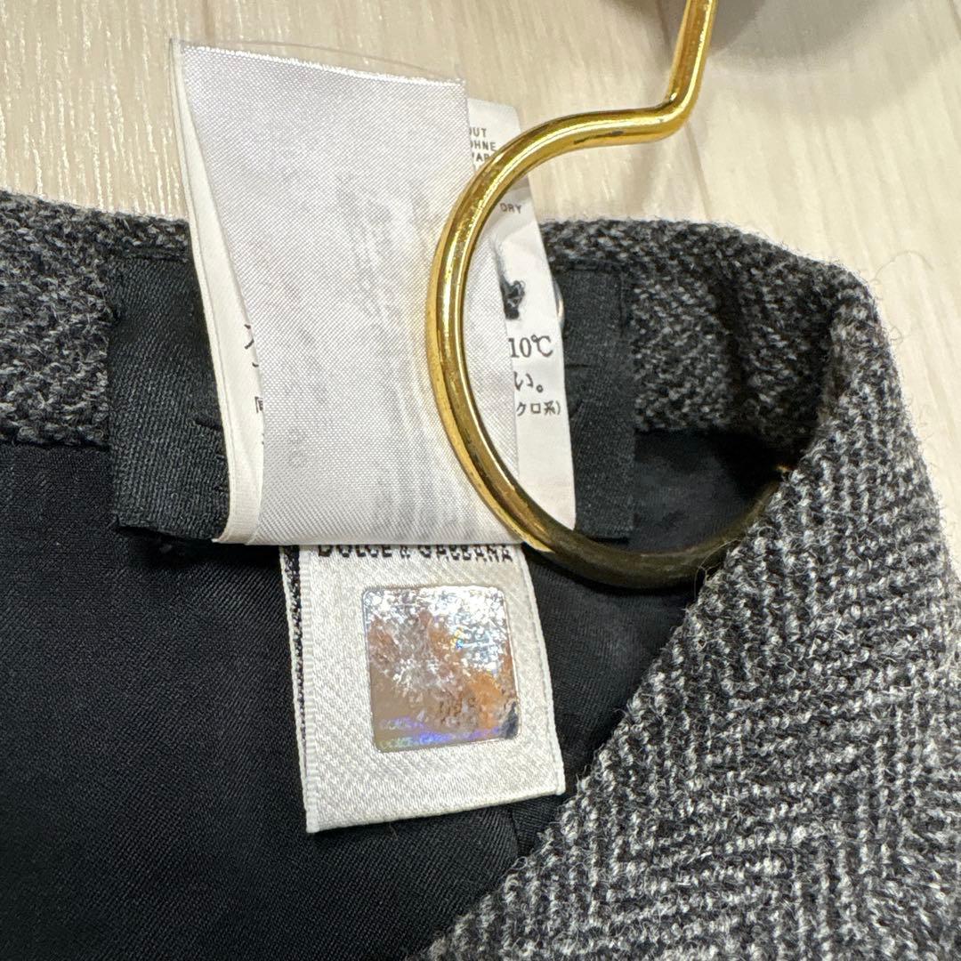 DOLCE&GABBANA D&G 花刺繍 ヘリンボーンツイード ロングスカート