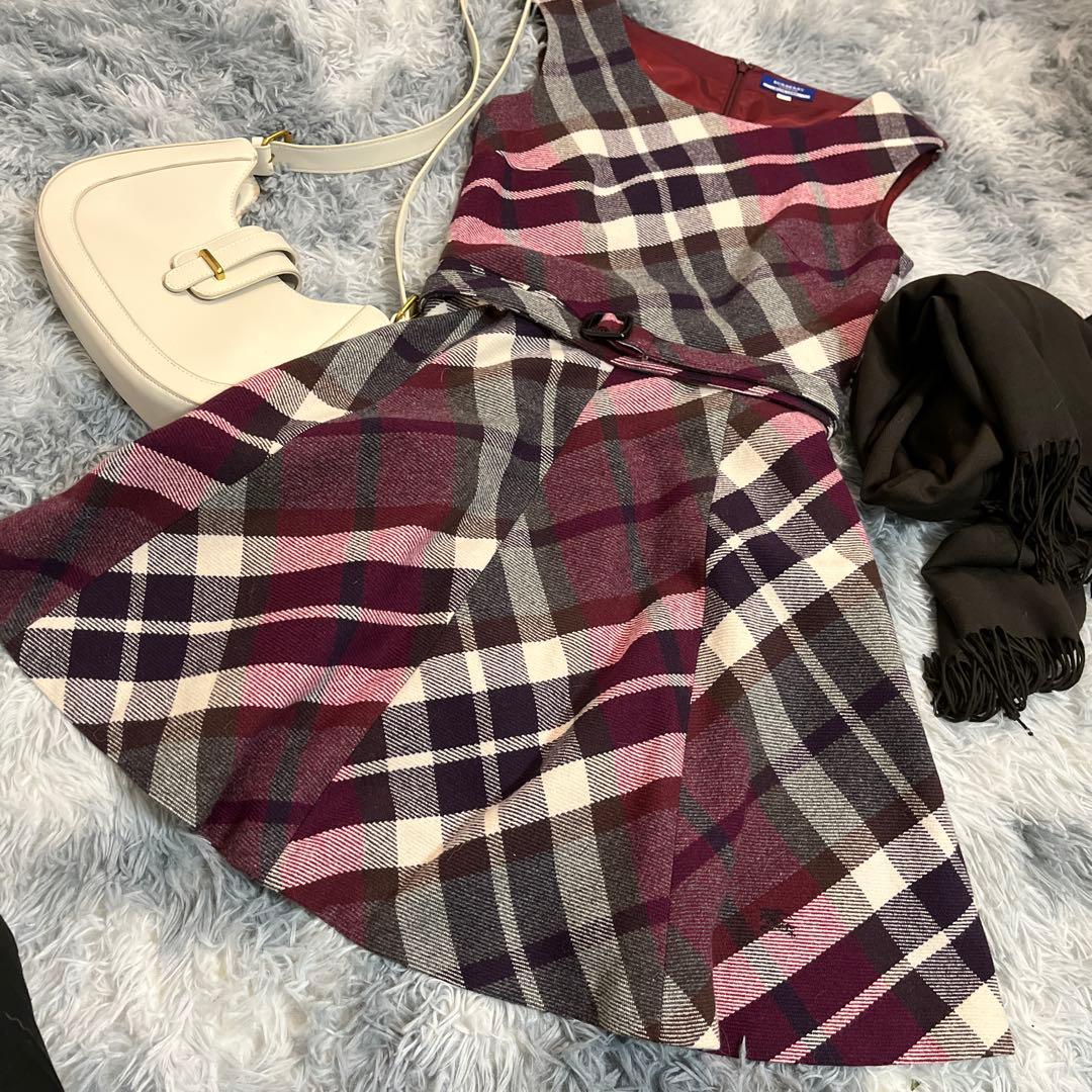 ワニちゃん様【BURBERRY BLUELABEL】ウール秋冬ワンピース✨極美品