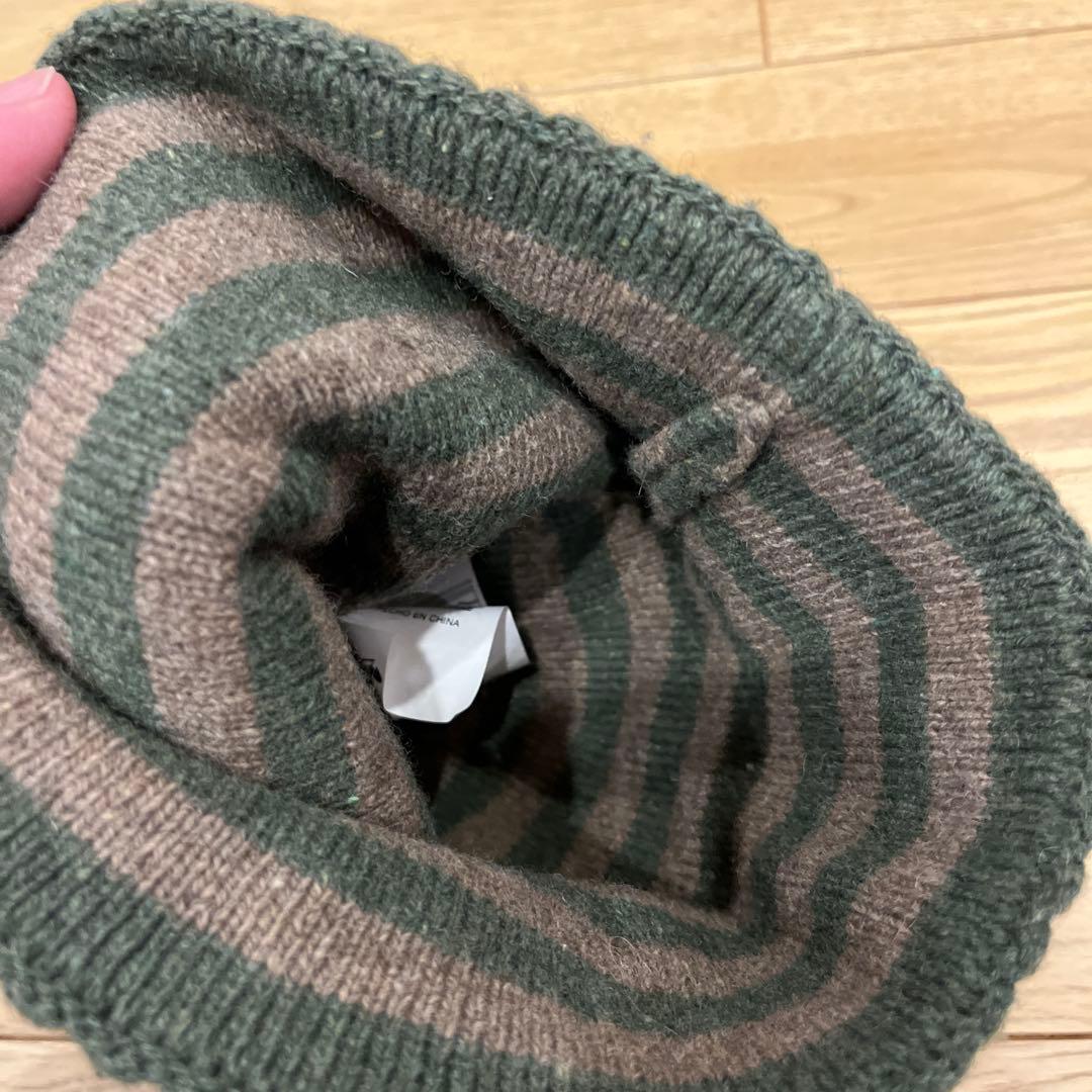 廃番　10s patagonia fa17 ニットキャップ　カーキ　ボーダー