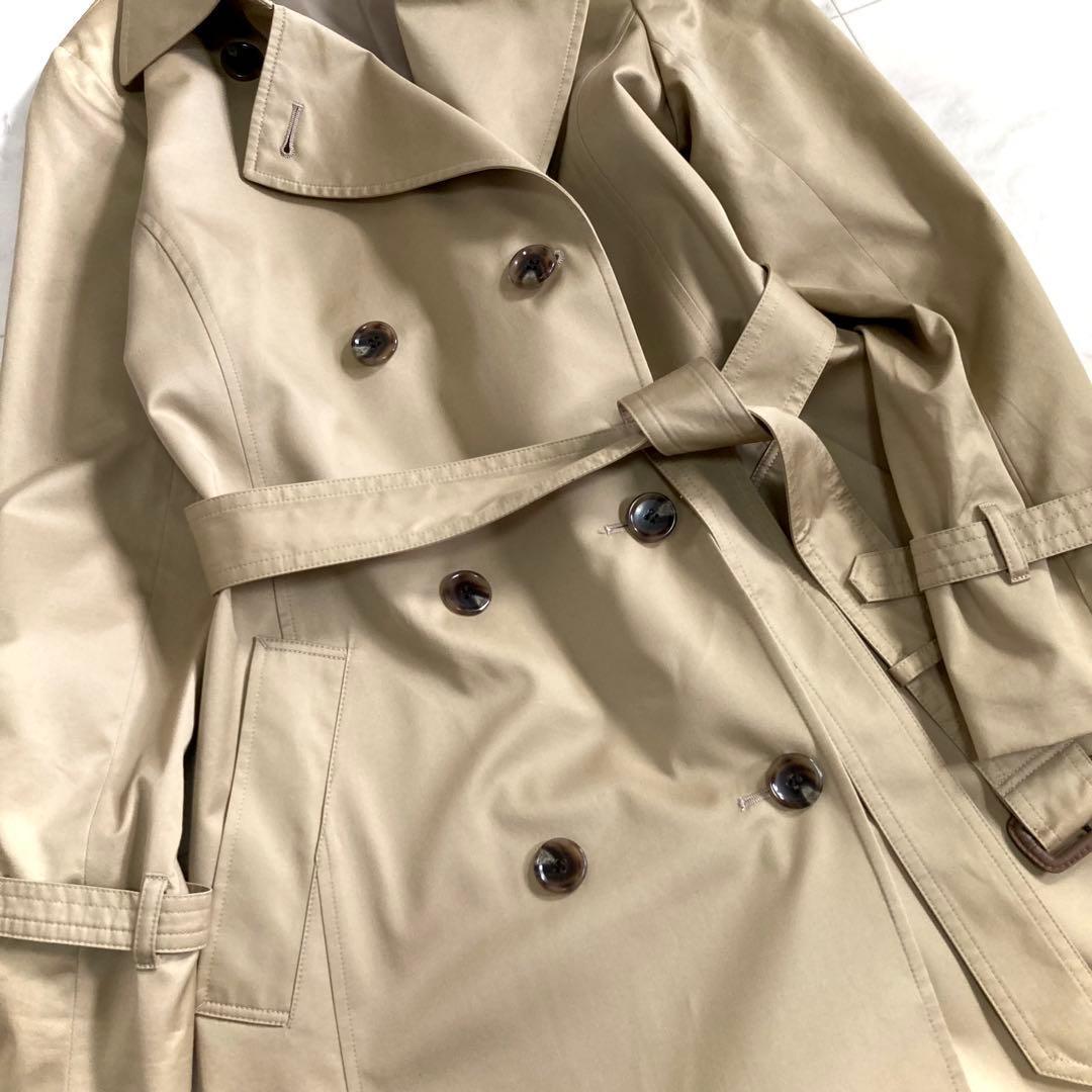 美品 23区 20SS コットンギャバジンロングコート 38 ベージュ