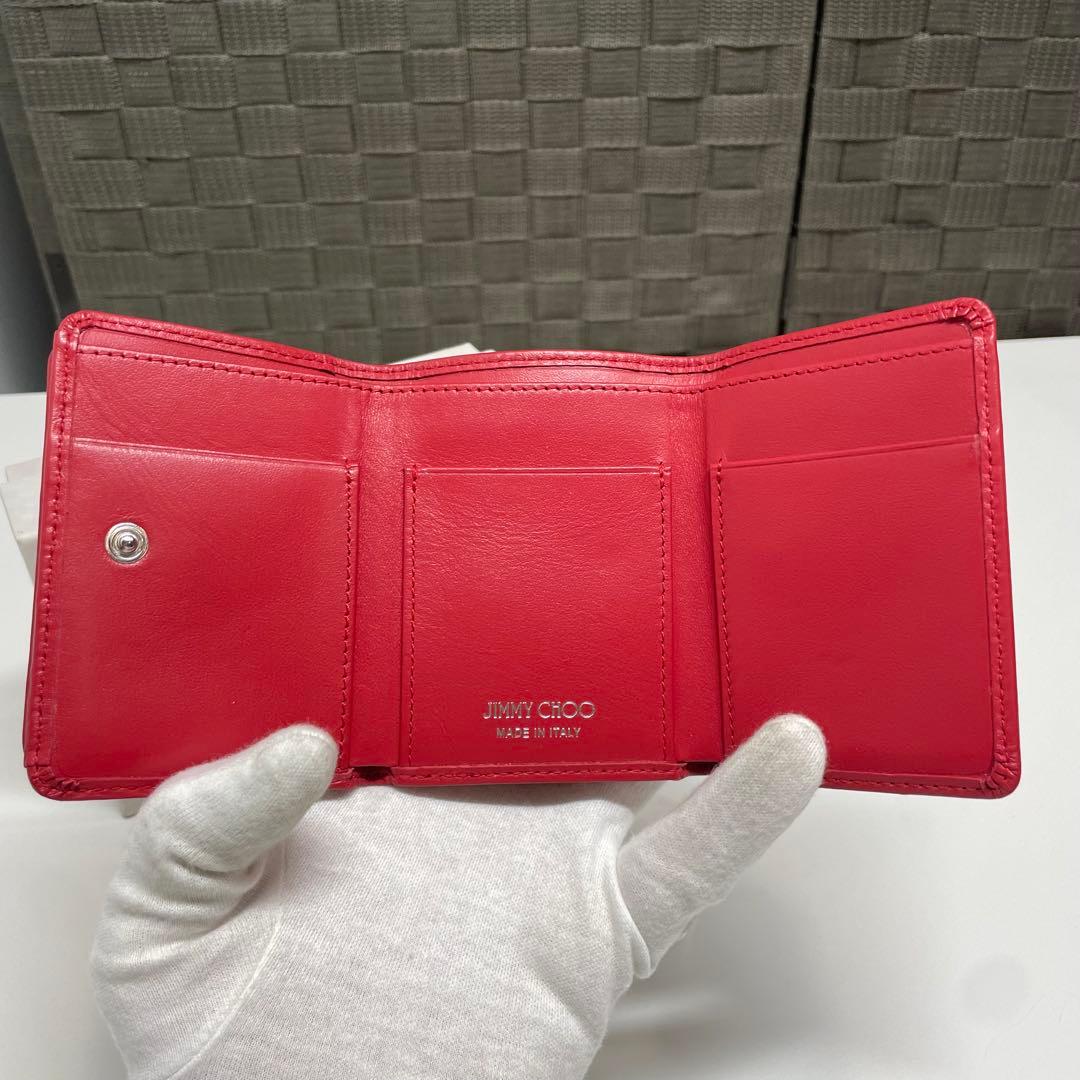 ゆ*ん様 JIMMY CHOO レッド スタースタッズ 三つ折り財布