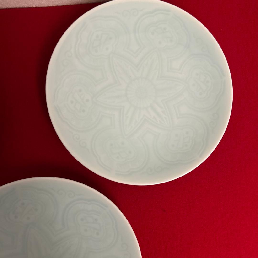 快山窯　青白磁銘々皿　5客