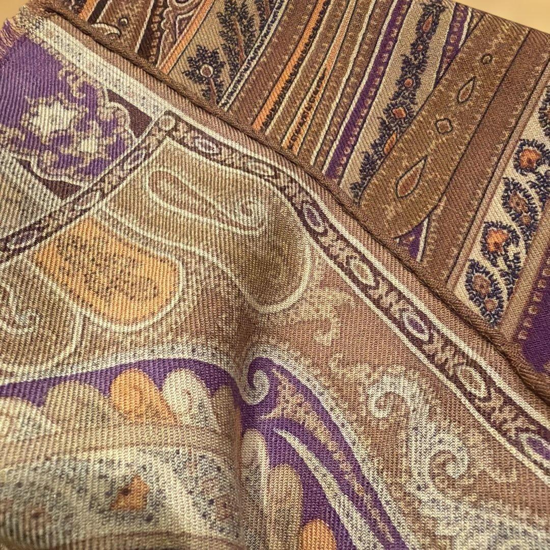 ETRO エトロ　ペイズリー柄 ストール　ブラウン　パープル
