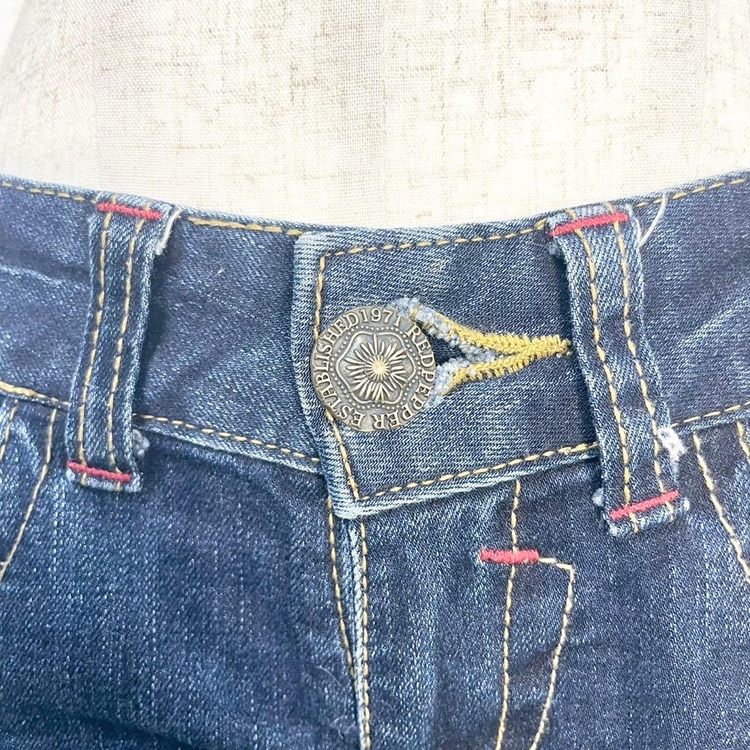 y2k❤️ 00s RED PEPPER デカロゴ 刺繍 ローライズ フレアデニム