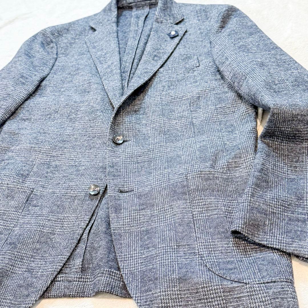 LARDINI ラルディーニ テーラードジャケット 52 グレンチェック グレー