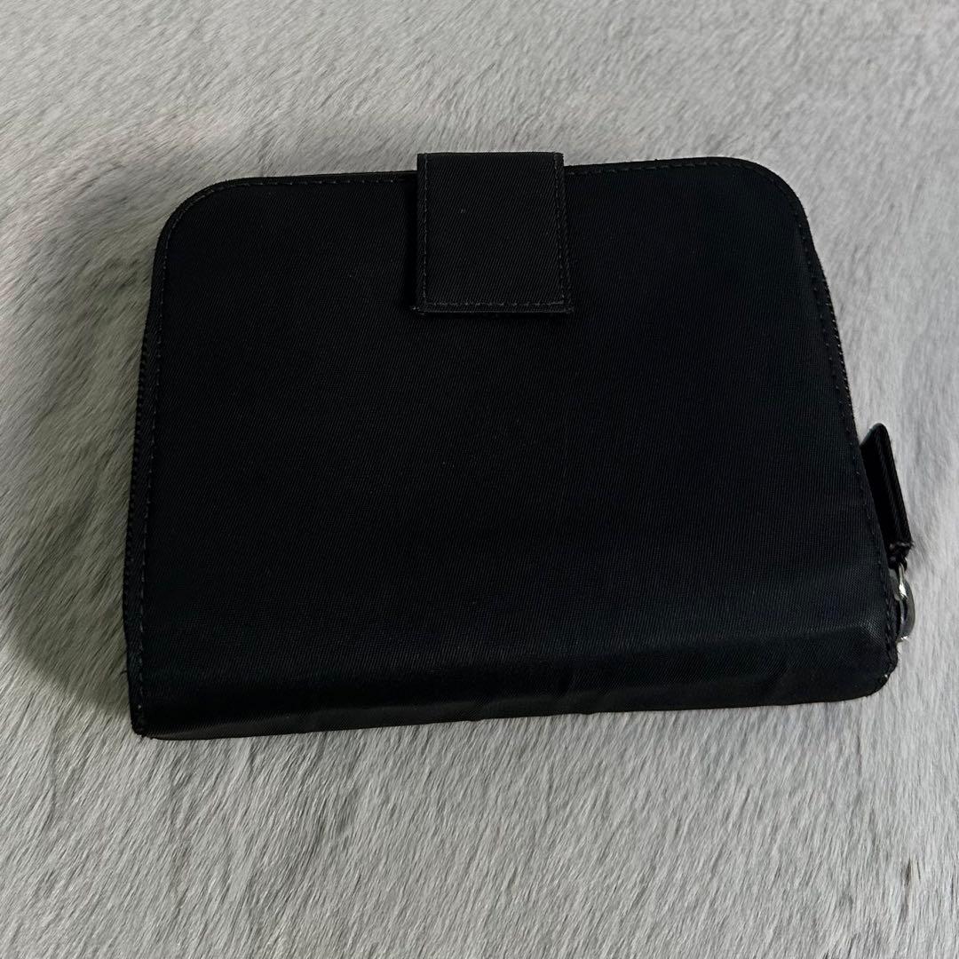PRADA プラダ　折り財布　ラウンドジップ　ナイロン　三角ロゴ　ブラック