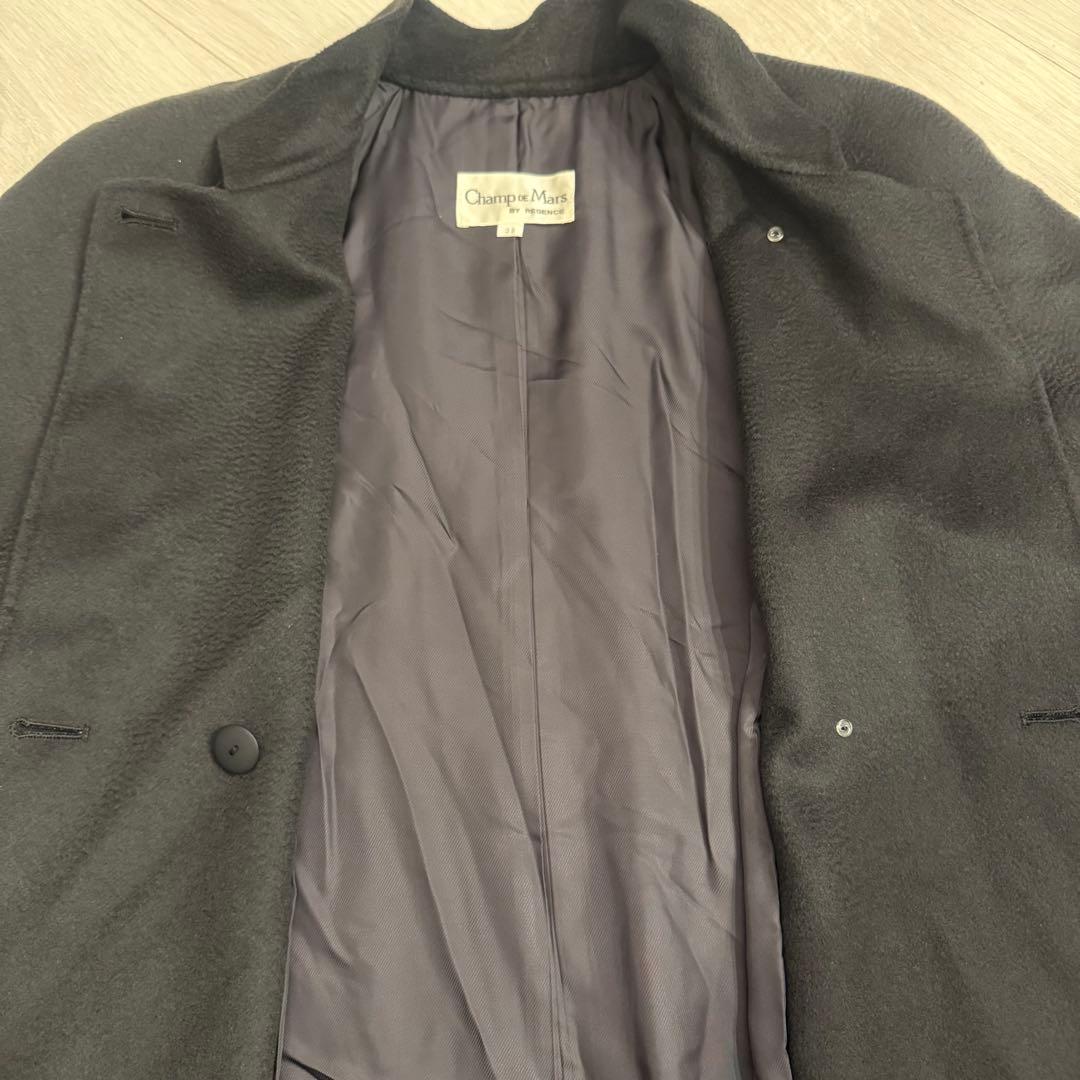 champdemarsスタンドカラーコート　黒　日本製　カシミヤ100% 38