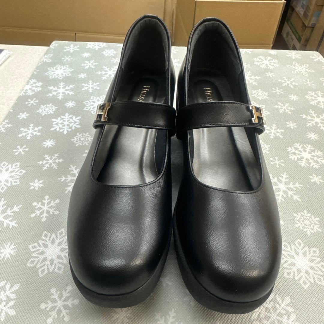 美品ヒルズアヴェニュー ＜日本製＞レザー ストラップ ウェーブソールパンプス