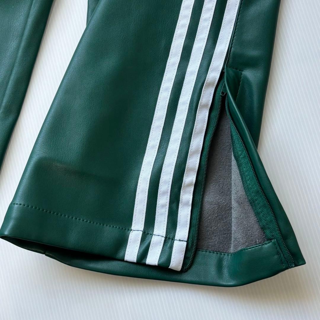 新品　adidas フェイクレザー ファイヤーバード トラックスーツパンツ 緑