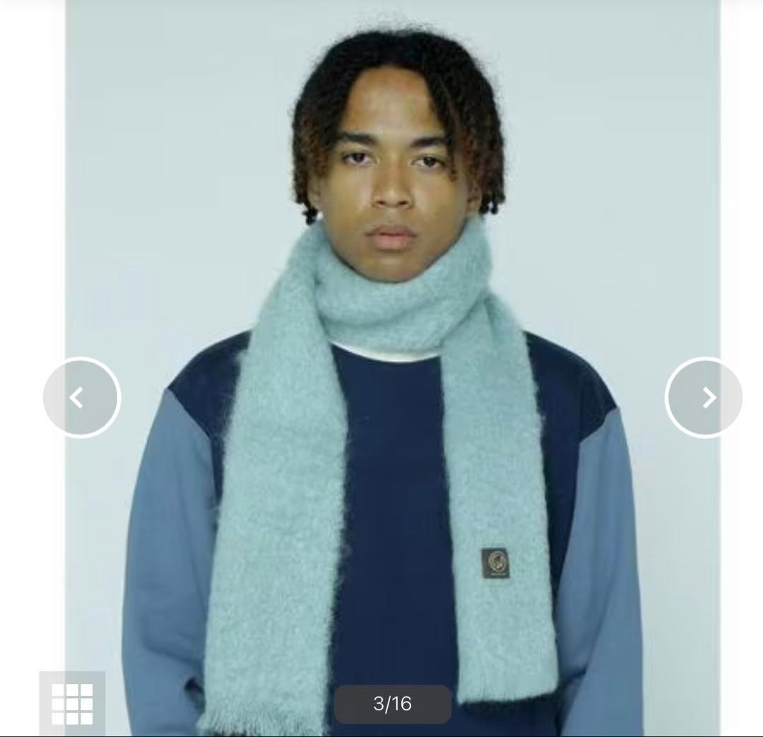 即日発送　新品タグ付　マナスタッシュ　モヘアマフラー　ブルー　マフラー　青　水色
