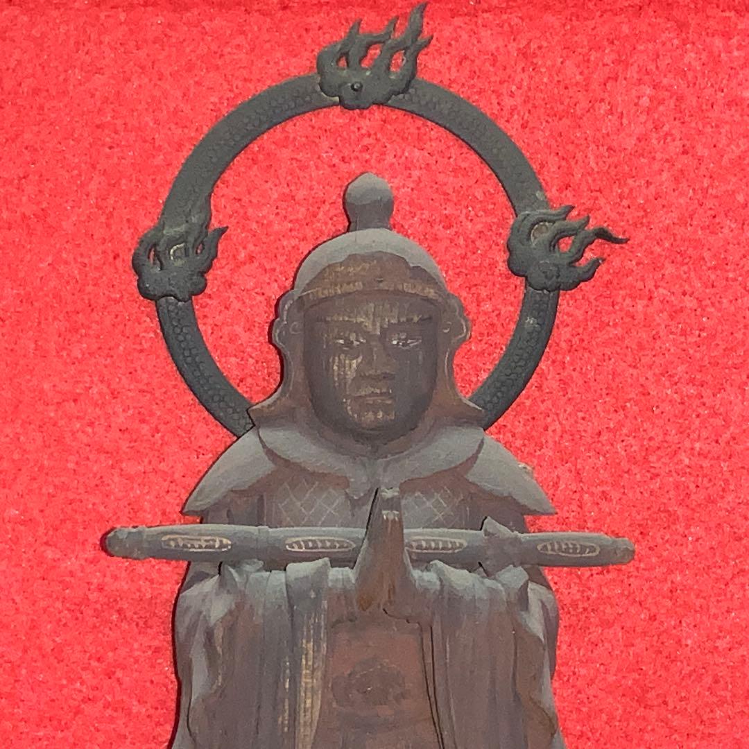 2326時代不明古い仏像⬛️韋駄天/勝負運⬛️木像木造置物御守お守り