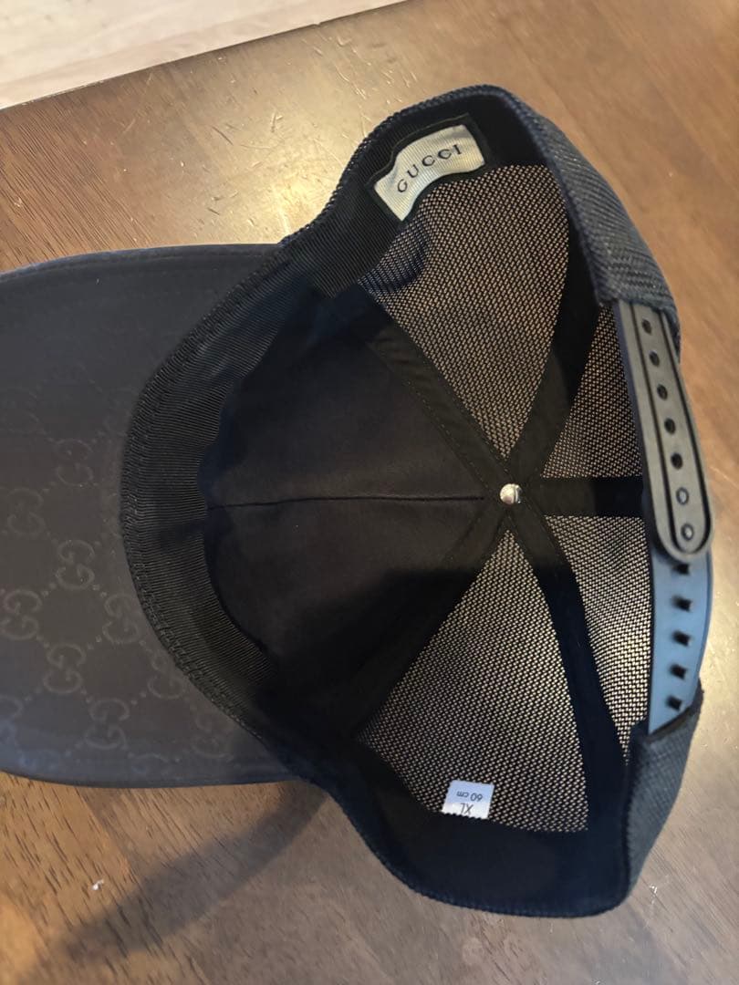 GUCCIブラックメッシュバックキャップ60cm