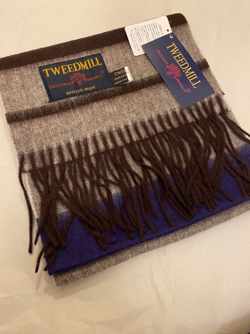 ツイードミル TWEEDMILL ラムズウール　マフラー　グレー　ブラウン