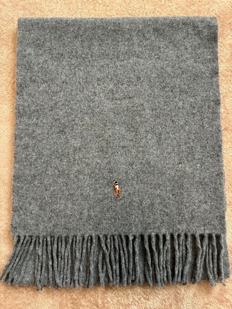 【美品】Ralph Laurenラルフローレン グレー ポニー刺繍 ウール100