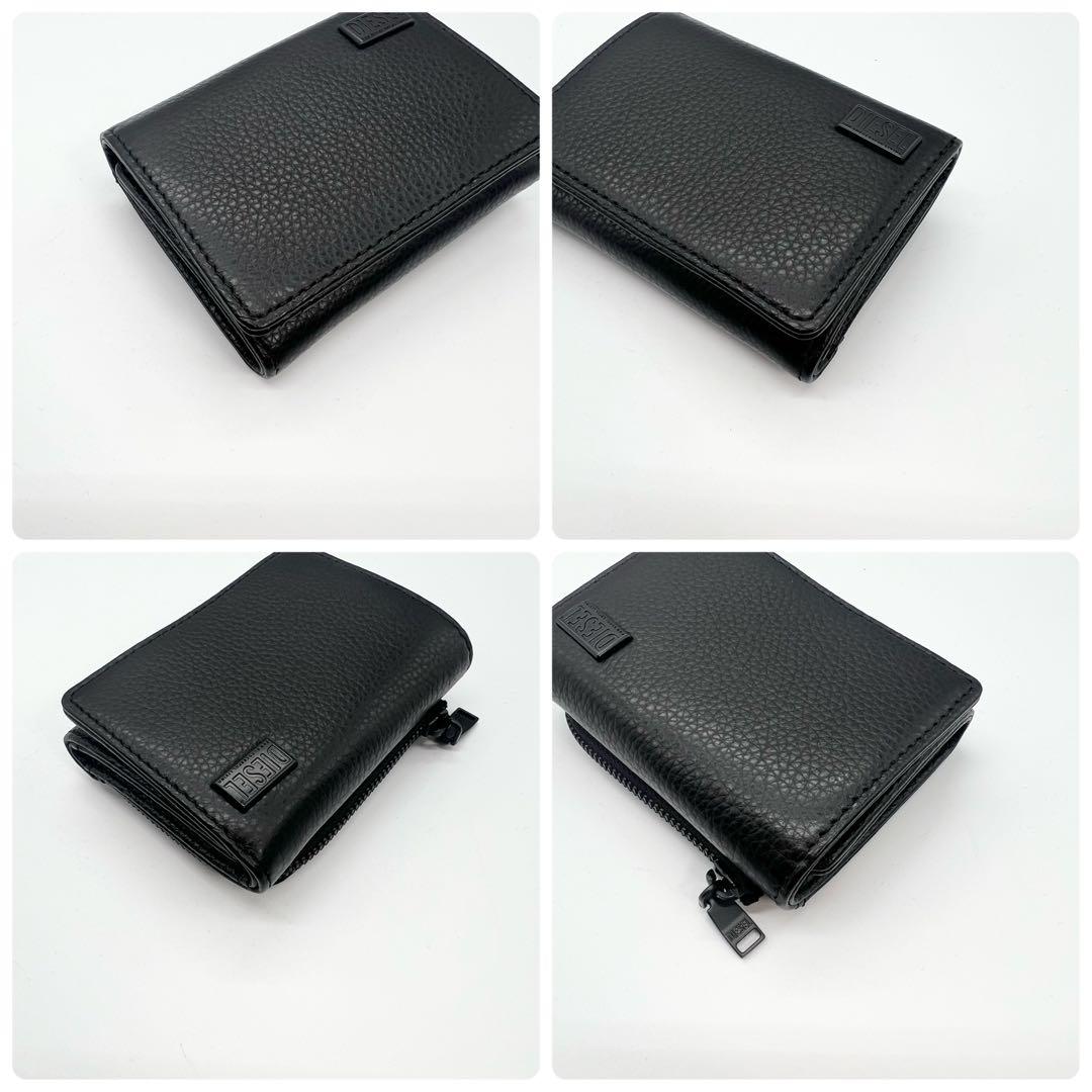 新品未使用✨DIESEL　三つ折り財布　ミニサイフ　レザー　ブラック　正規品