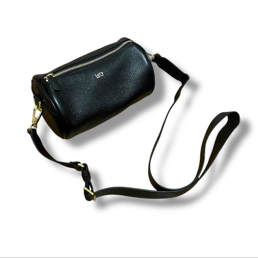 極美品 Lui's ルイス ショルダーバッグ シュリンクレザードラムポーチ