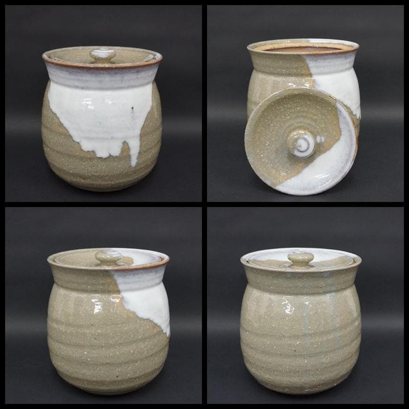 萩焼 萩殿造 流釉 水指 萩水指 箱付 / 茶事 茶道具