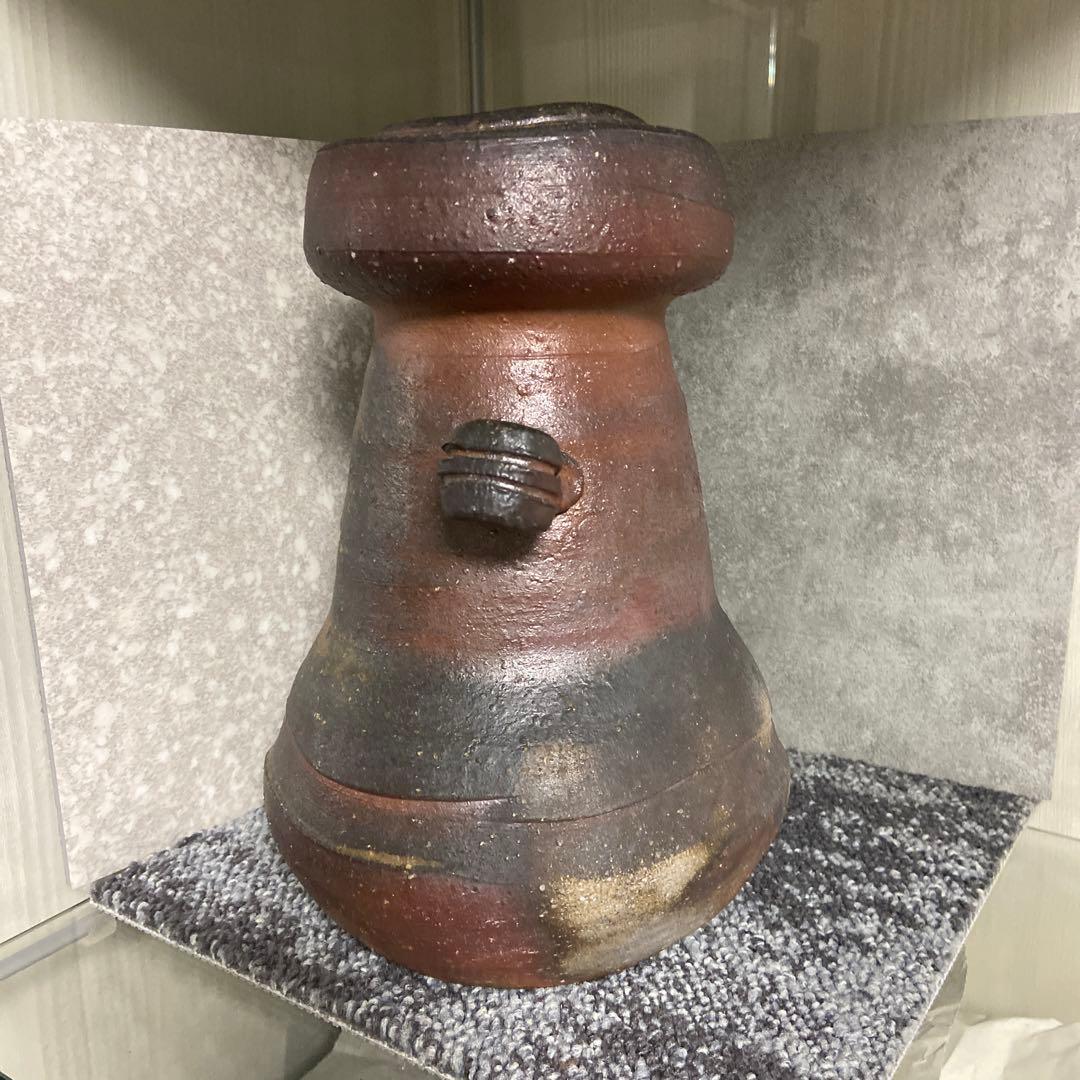 備前焼　斎藤隆　耳付花入　花器　花瓶　一輪挿し