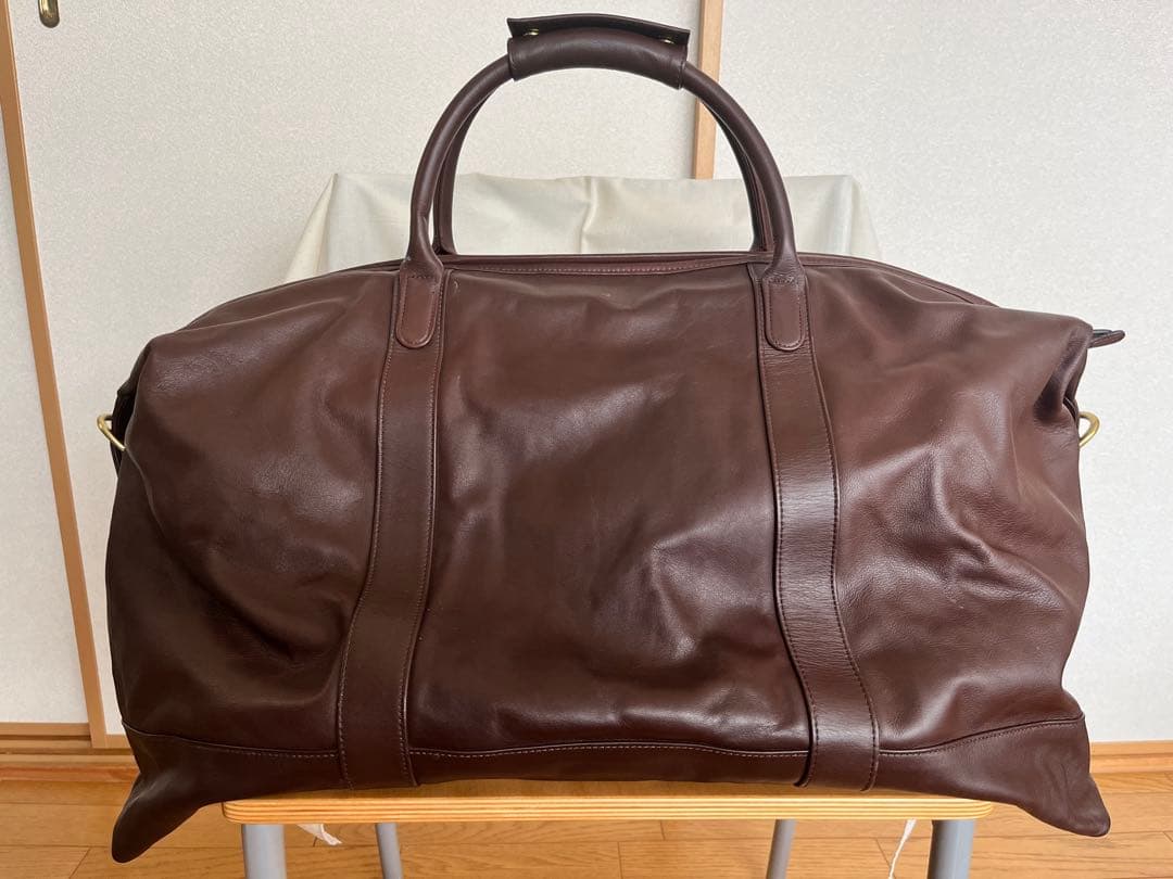COACH コーチ　ブラウン　レザーボストンバッグ　ショルダーベルト付き