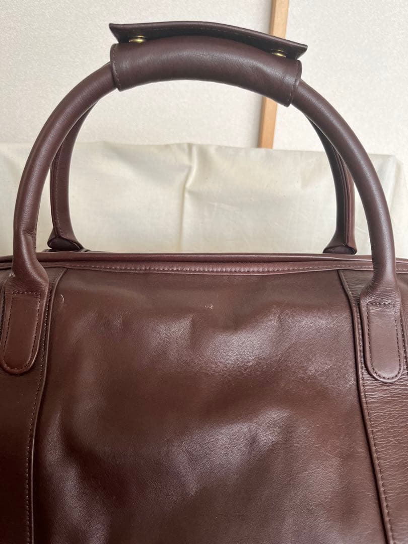 COACH コーチ　ブラウン　レザーボストンバッグ　ショルダーベルト付き