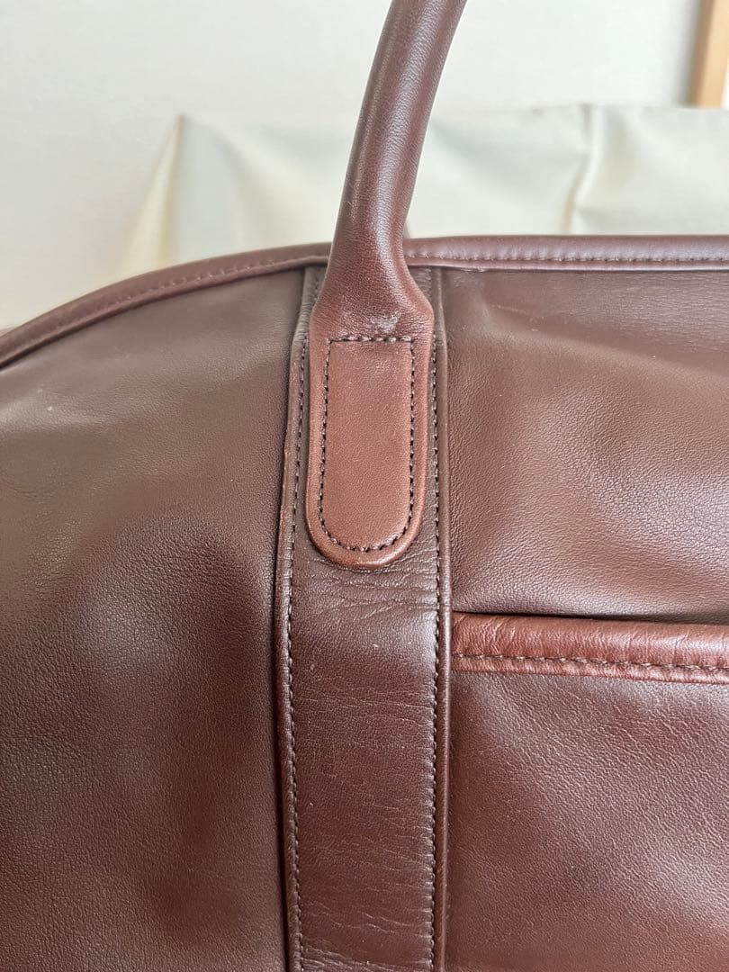 COACH コーチ　ブラウン　レザーボストンバッグ　ショルダーベルト付き