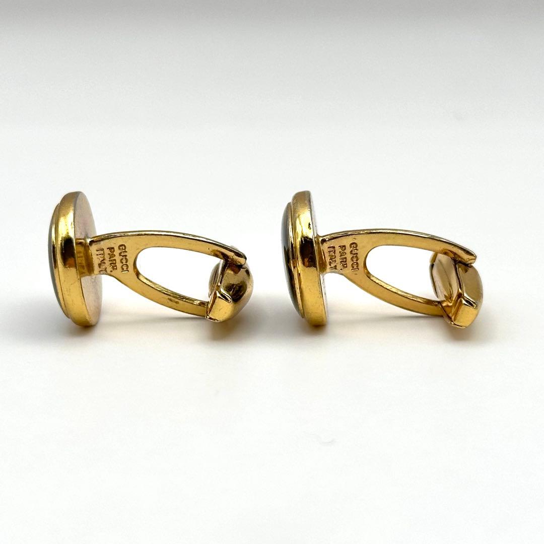【良品】GUCCI グッチ カフスボタン GGロゴ インターロッキング ゴールド