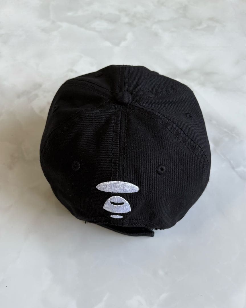 A BATHING APE キャップ 刺繍ロゴ ブラック 6パネル ローキャップ