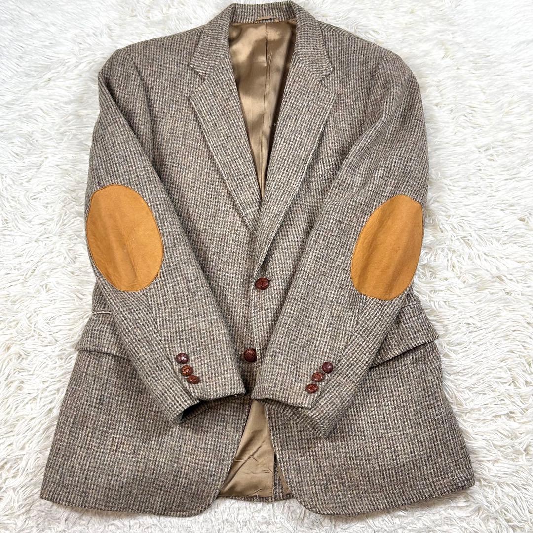 USA製 ハリスツイード テーラードジャケット くるみ釦 エルボーパッチ XL