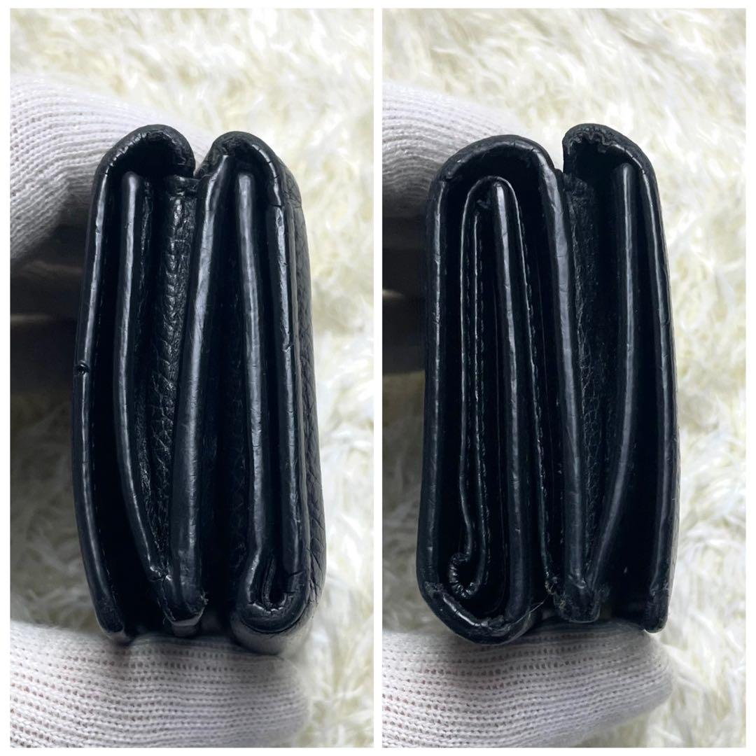 希少 バレンシアガ エブリデイ 三つ折り財布 コンパクト シボ皮 ブラック
